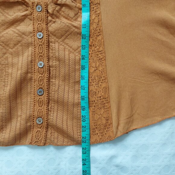 Free People Women Mae Top Medium Vneck Floral Embroidery Flowy Raw Lace Trim - Picture 11 of 13